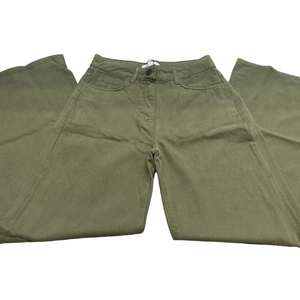 Reiss Women’s Colorado Garment-Dyed Wide-Leg Trousers – Khaki Green – Size 4R